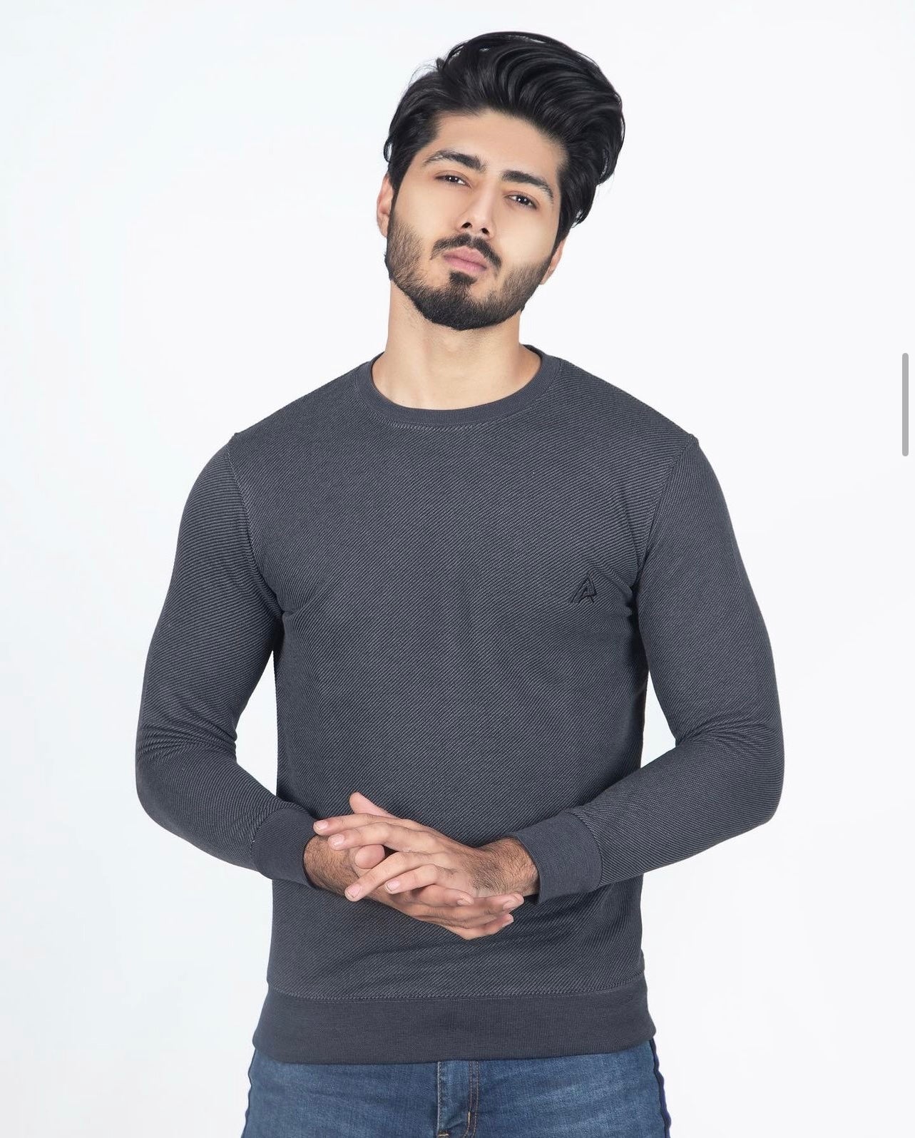 Charcoal Grey Textured Sweatshirt