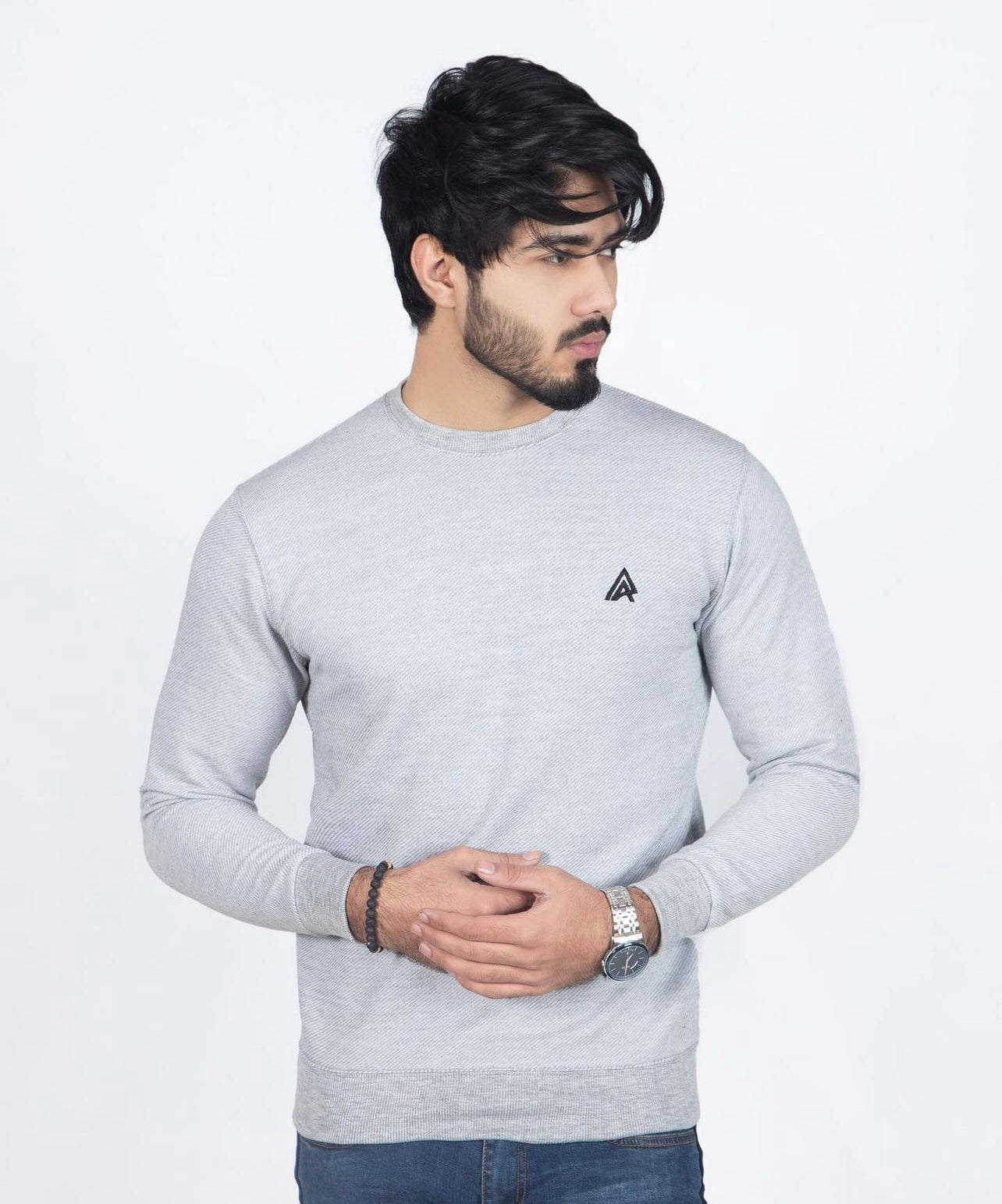 Steel Grey Textured Sweatshirt