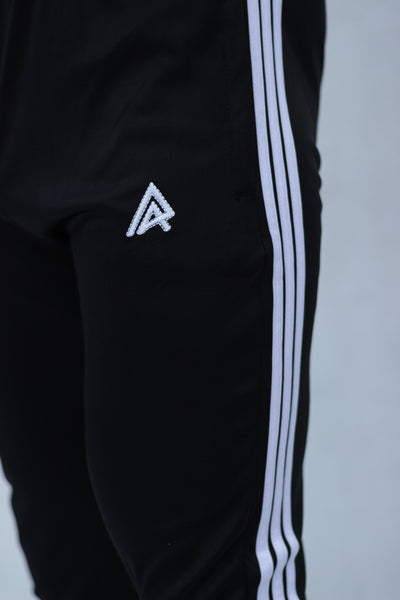 Black with Three White Stripes Quick Dry Bottoms
